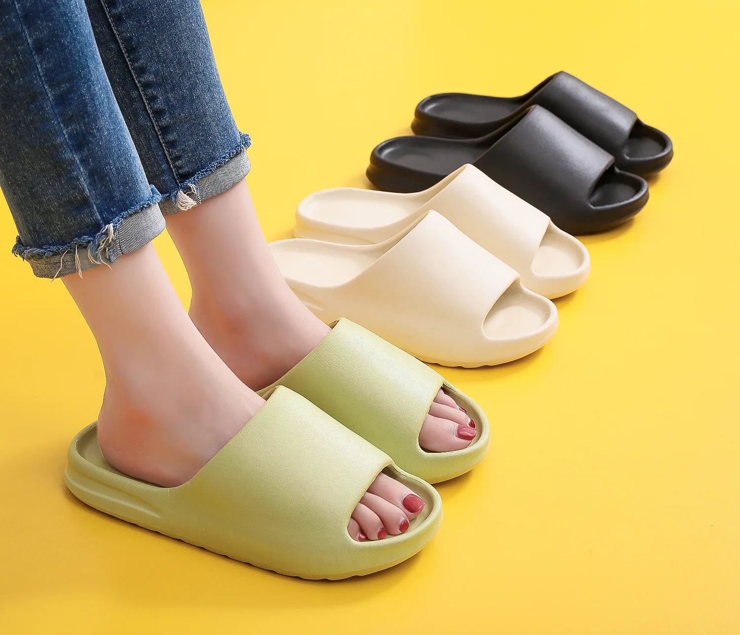 Kidmi Fashion Women Sandals Beach Flat Sandals Trendy brand EVA Sandals Summer 2024 Outdoor Casual House Sandals Bathroom Shoes