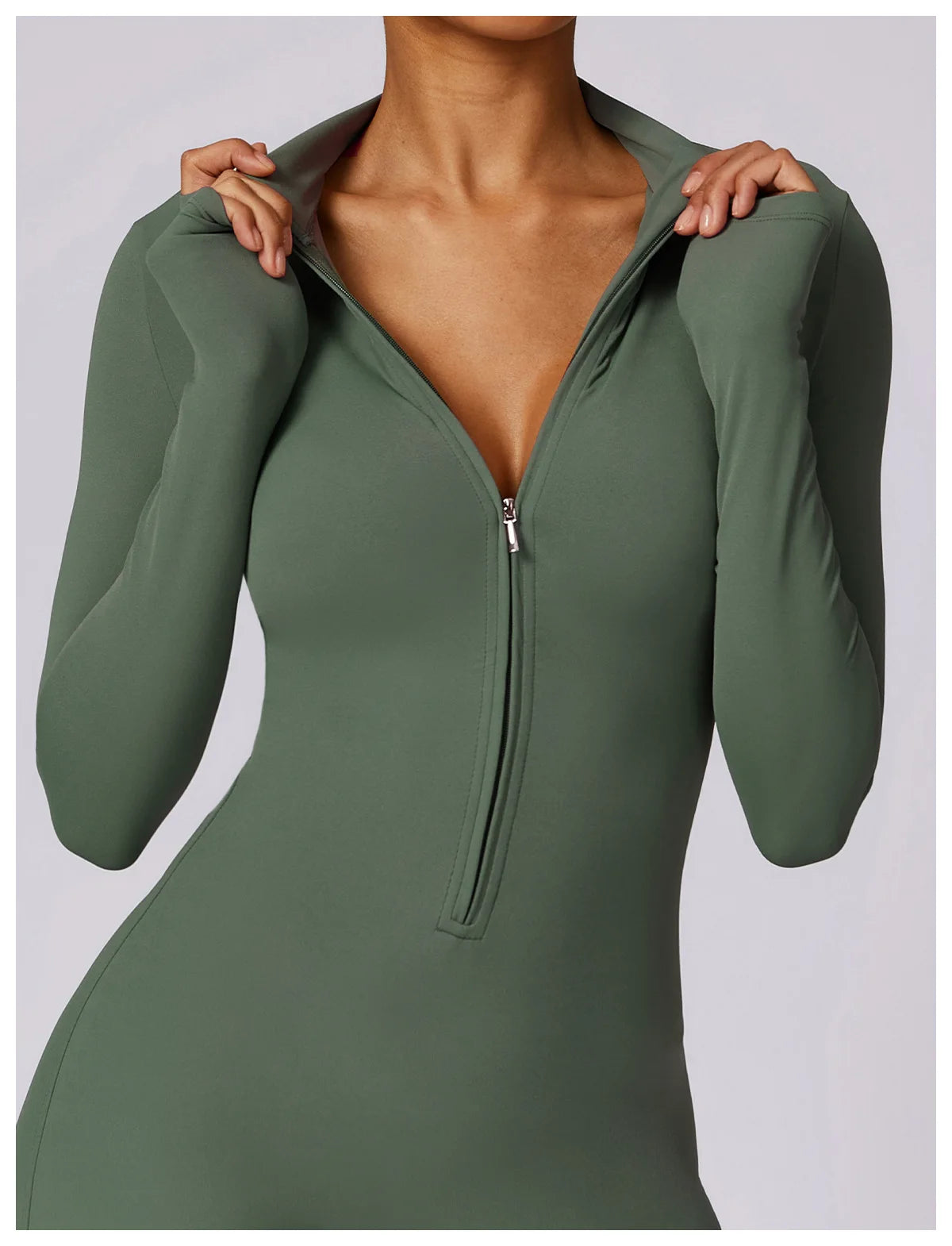 Yoga Jumpsuit Women Seamless Sports Zipper Jumpsuit Set Gym Long Sleeve Fitness Suit Elastic Gym Workout Bodysuit Athletic Wear