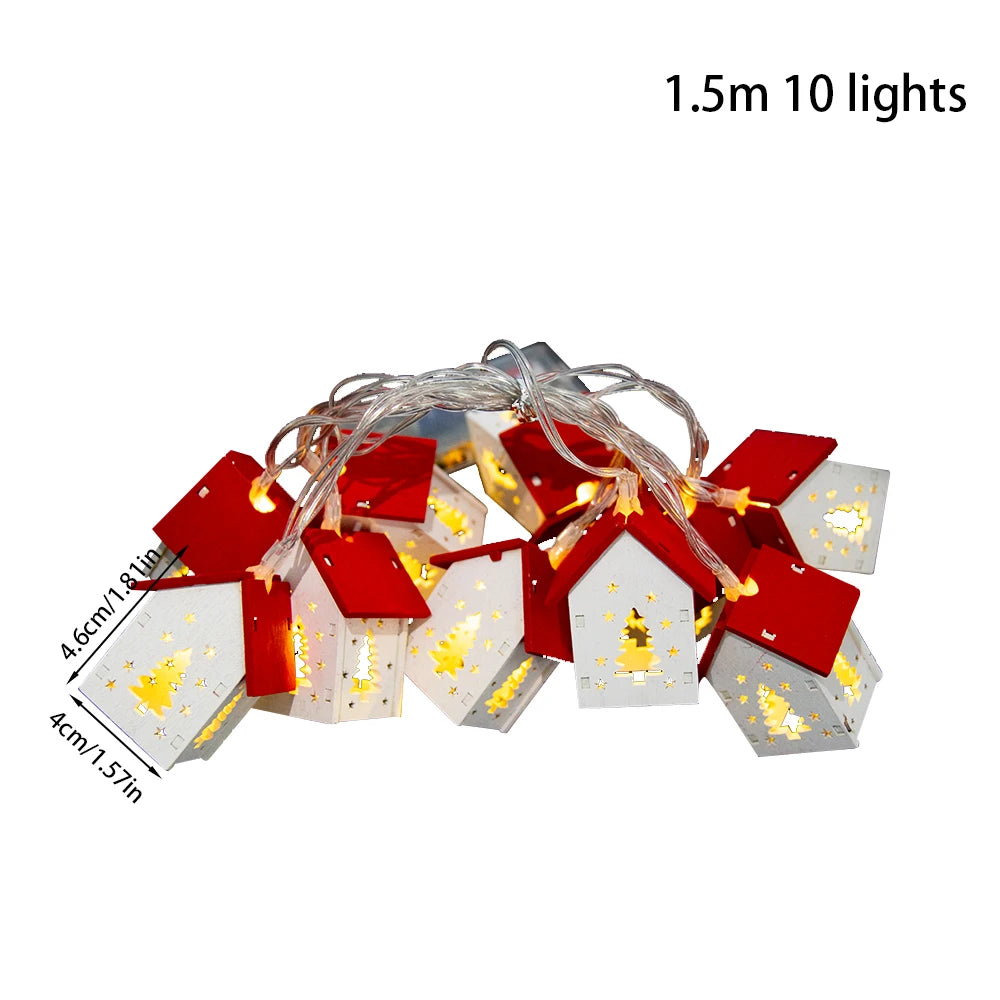 1.5M 10LED Christmas Theme Christmas House String Light For Home Fairy Lamp Garland Xmas Tree Hanging Pendant New Year Supplies