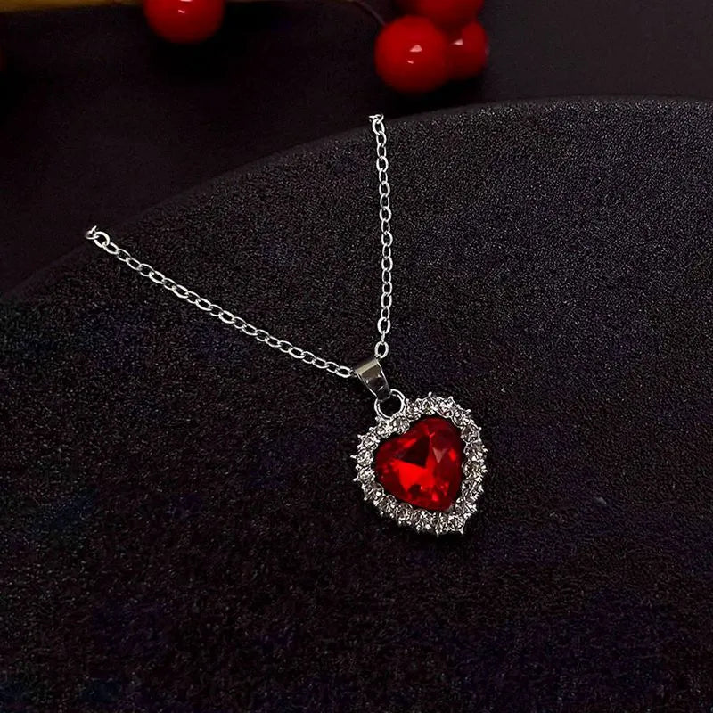 1 Set Crystal Heart Pendants Necklaces and Drop Earring for Women Wedding Bride Fashion Jewelry