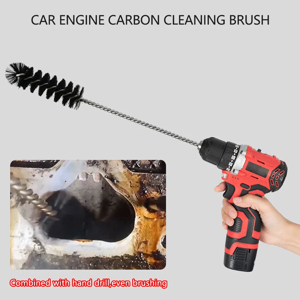 2pc Car Cleaning Tools Engine Maintenance Intake Valve Cylinder Carbon Removal Brush Cleaning Brush Inspection Tool Car Wash Kit