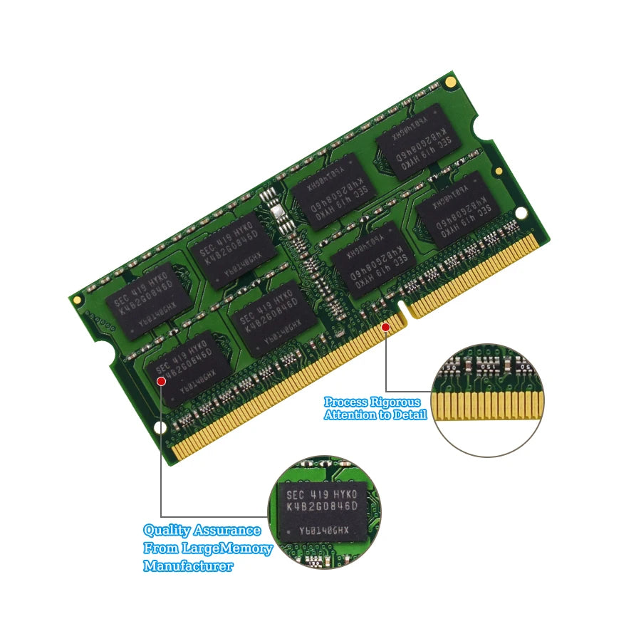 Kingston Laptop Ram DDR3L DDR3 8GB 4GB 1066Mhz 1333Mhz 1600Mhz 1866Mhz SO-DIMM PC3-8500 10600 12800 Notebook DDR3 Dual Channel