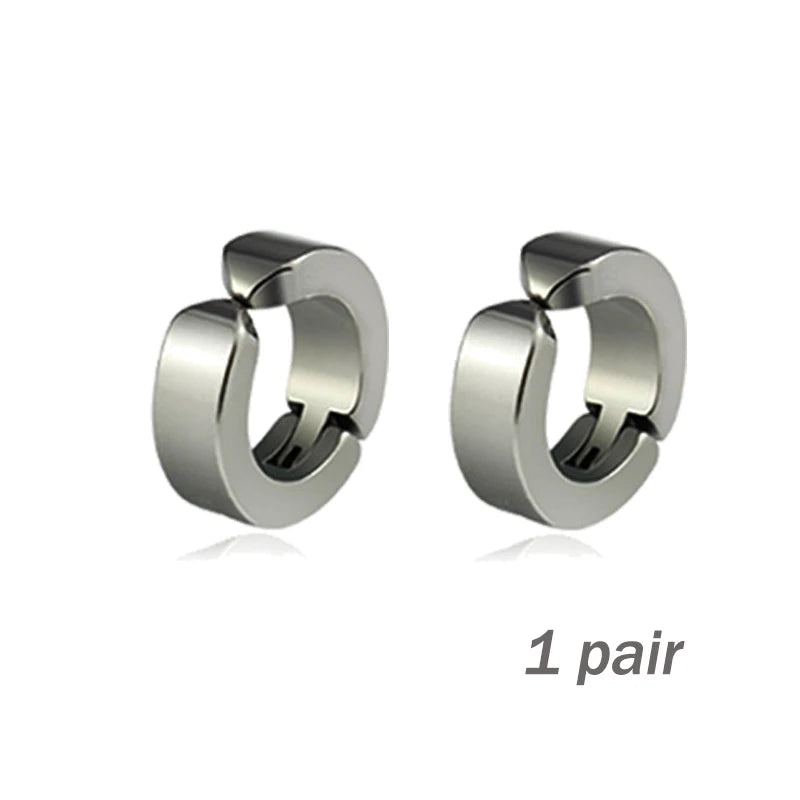 Punk Non Piercing Clip for Man Woman Titanium Steel Magnetic Type Stud Earrings Teens Hip Hop Style Ear Ring Jewelry Accessories