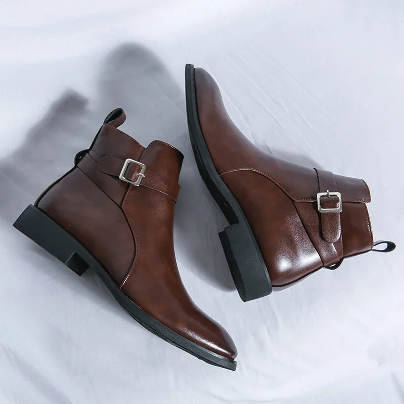 Luxury brand leather shoes men's boots formal leather oxford shoes dress boots chelsea business ankle boots men 38-47