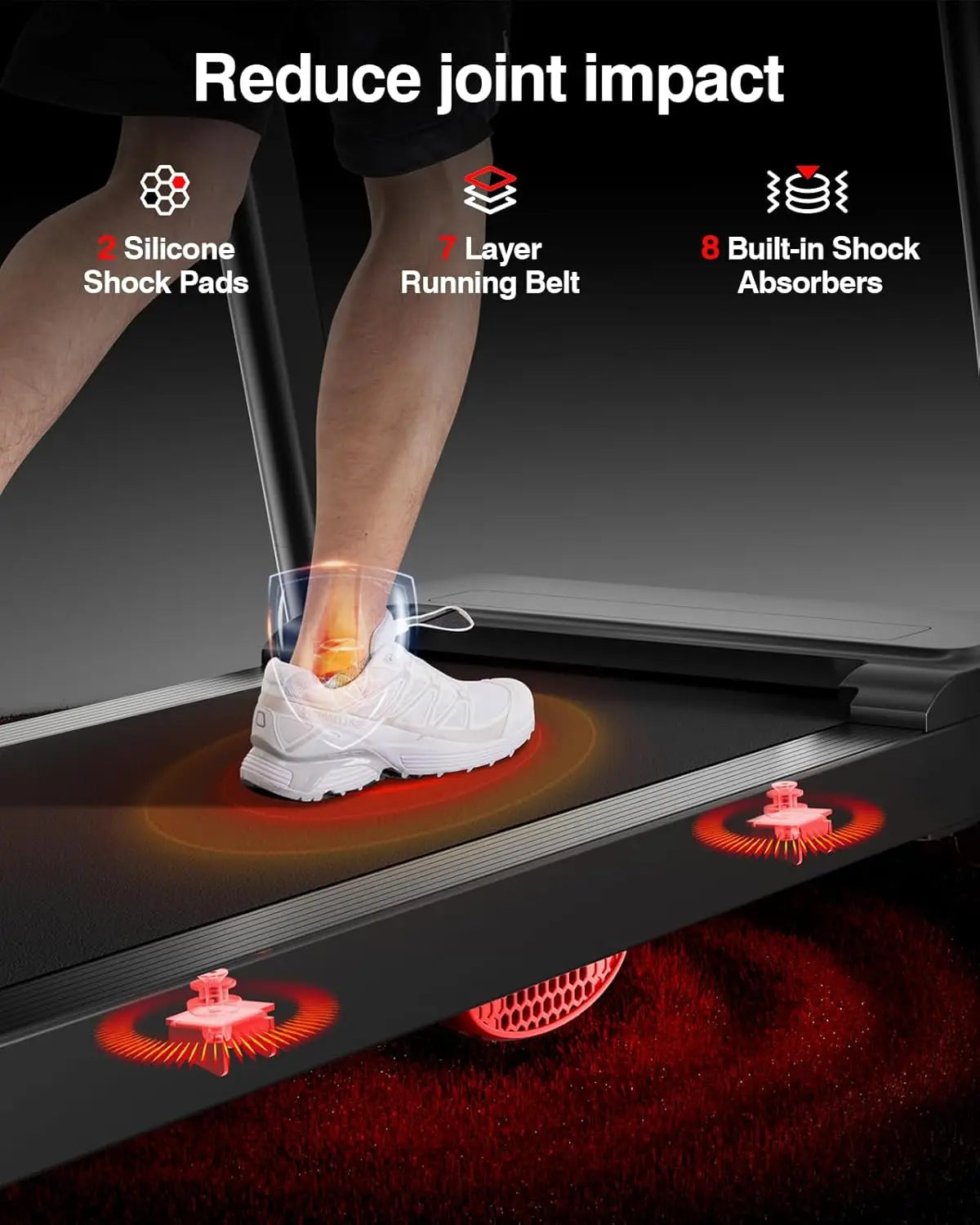 3.0HP Quiet Brushless Folding Treadmill with Heart Rate Sensor, Dual Cushion System, 300lbs Weight Capacity