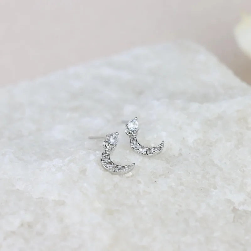 3/6Pcs Earrings Set for Women Girls 14K Gold Silver Plated Moon Star Parkling CZ Multiple Piercing Dainty Stud Hoop Earrings