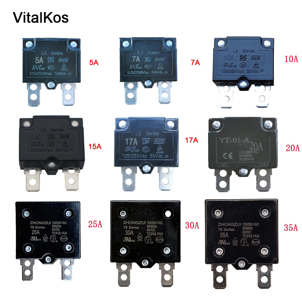 VitalKos Child Electric Car , Kids Toy Motorcycle Switch,5A 10A 15A 20A  30A 35A Ride On Car Switch Fuse Power Wheel Spare Parts