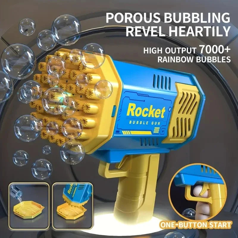 40 Hole Rocket Launcher Handheld Portable Electric Automatic Bubble Gun for Boys and Girls （Without Bubble Water）