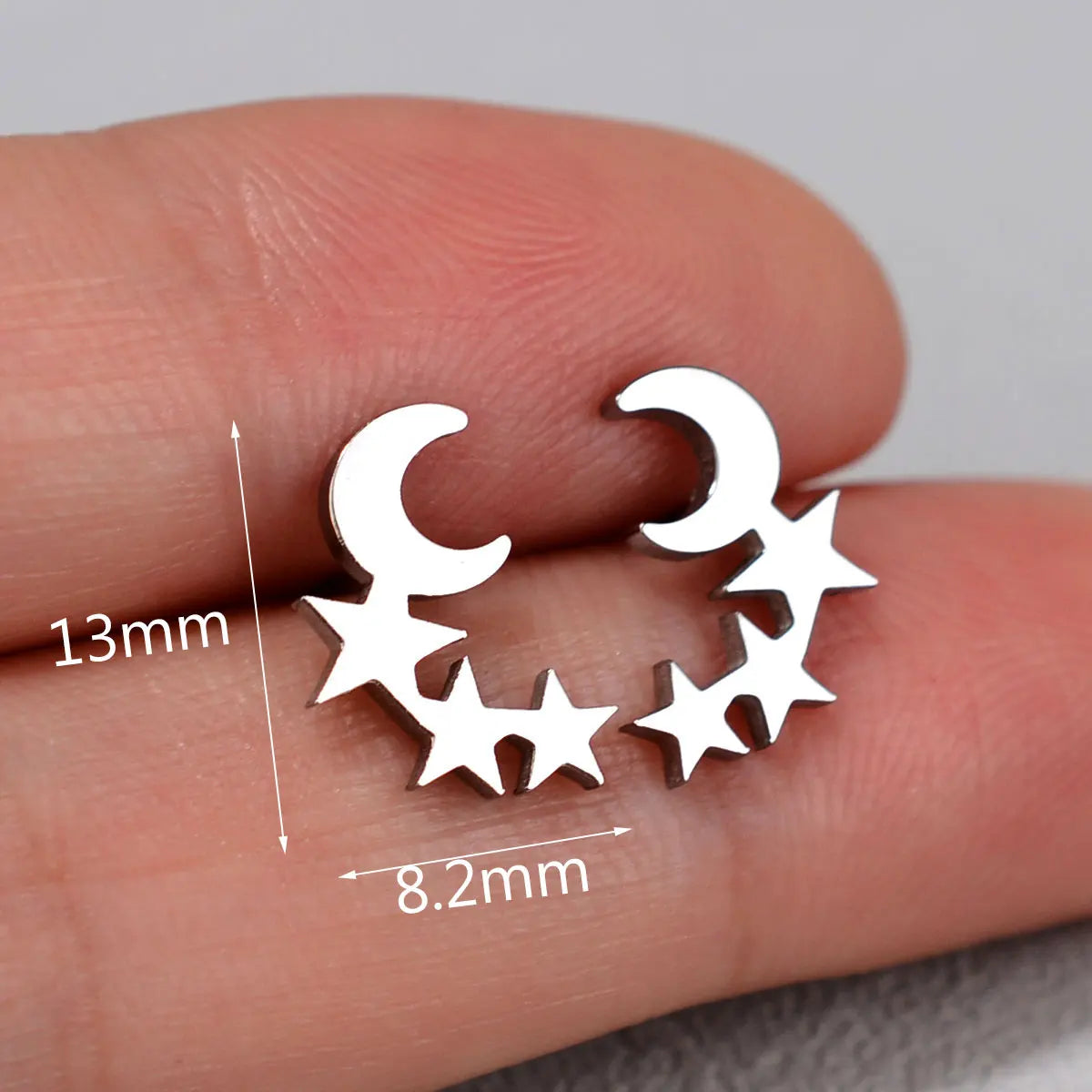 2 Pcs Stainless Steel Small Studs Earring Gold Color Star Moon Butterfly Snake Mini Earring for Women Men Piercing Ear Jewelry