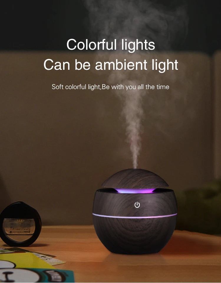 USB Ultrasonic Cool Mist Sprayer Essential Oil Fragrance Mini Home Wood Grain Air Humidifier Electric Air Aroma Diffuser Purifie