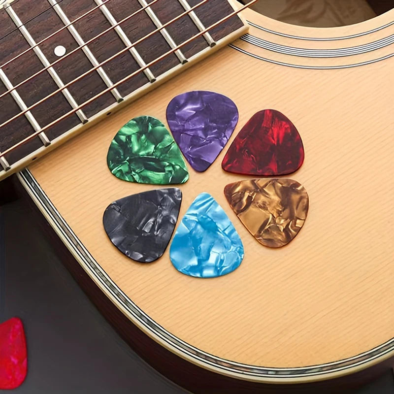 Random Color Guitar Plectrum Set with Holder - Easy Attach for Acoustic/Electric Guitar, - Guitar Accessories, 5/10 pcs