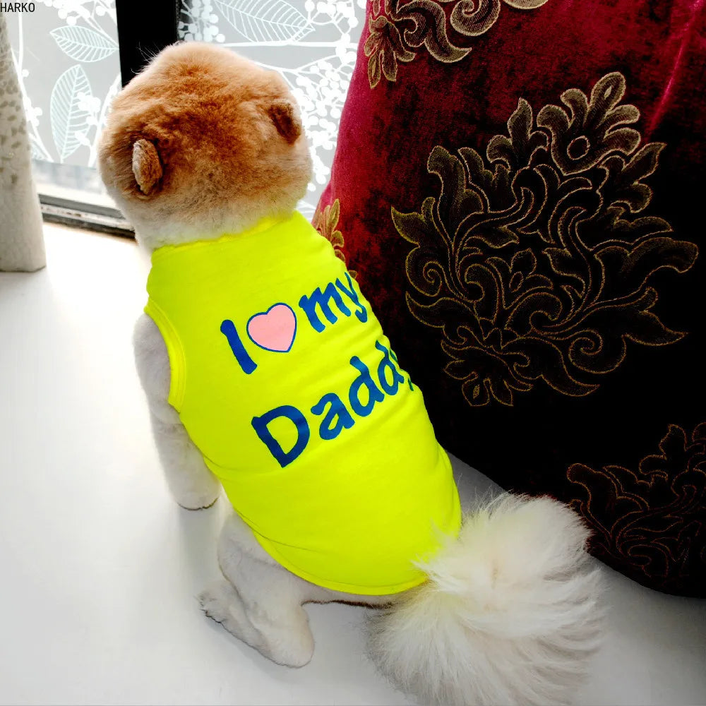 Cute Printed Summer Pets tshirt Puppy Dog Clothes Pet Cat Vest Cotton T Shirt Pug Apparel Costumes Dog Clothes for Small Dogs