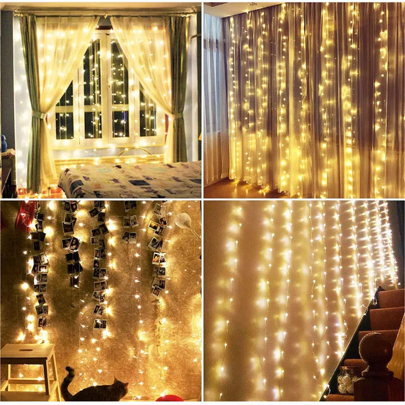 3/4/6M USB LED Curtain 8Modes Remote Control String Lights Holiday Wedding Fairy Garland Lights For Bedroom Living Room Decor