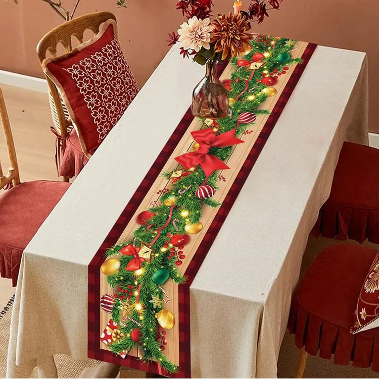 2024 Christmas Table Runners Merry Christmas Decoration for Home Tablecloth Table Cover Xmas Gifts Navidad Noel New Year 2025