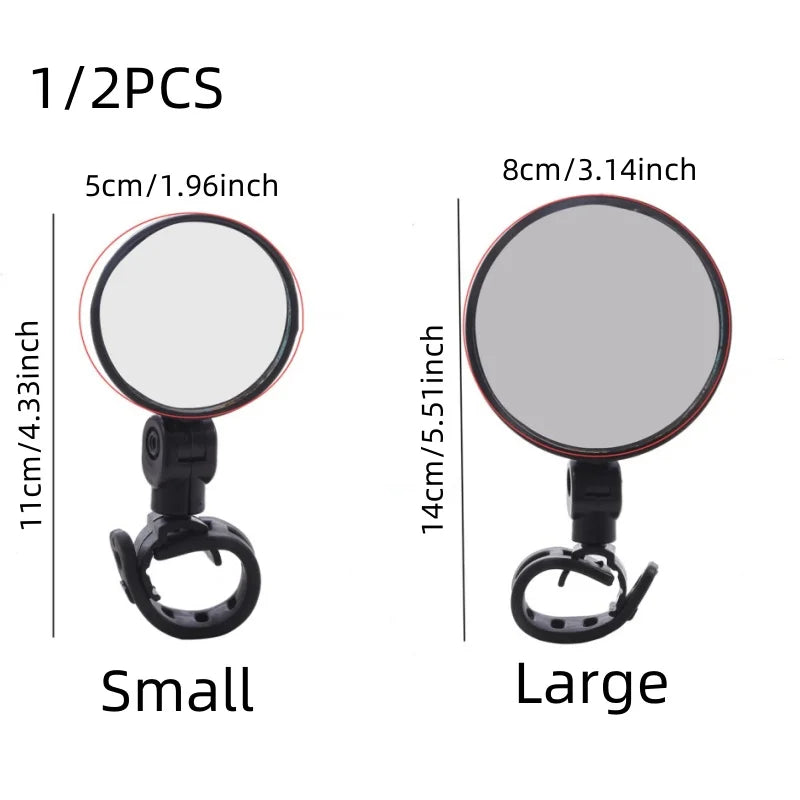 1/2PCS Universal Bike Rearview Mirror 360 Degree Adjustable Rear View Mirror Cycling Accessories Bicycle Handlebar Mirrors