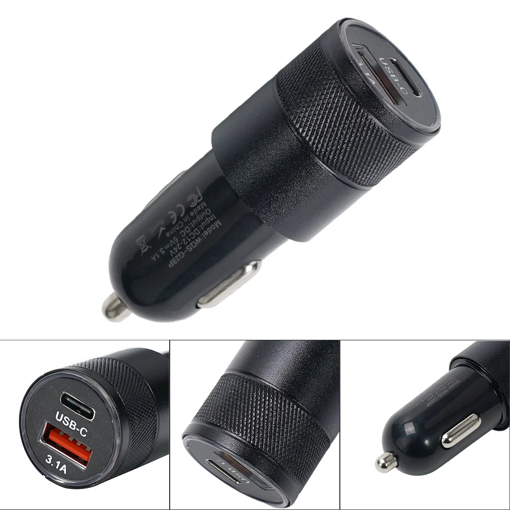 65W Quick Charge 3.0 Car Charger Cigarette Lighter Adapter USB Type C Fast Chargin Socket Power Outlet Interior Replacement Part