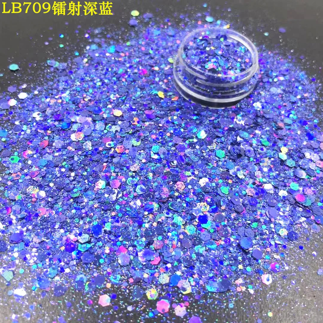 24 Colors Holographic Chunky Glitter 24 Colors Total Laser Nail Glitter Flakes Chunky Holographic Laser Nail Glitter