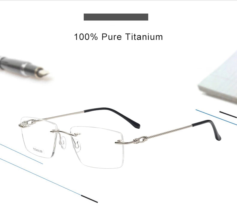 Krasivyy Pure Titanium Rimless Glasses Frame Men Ultralight Optical Prescription Eyeglasses Women 2024 New Myopia Square Eyewear