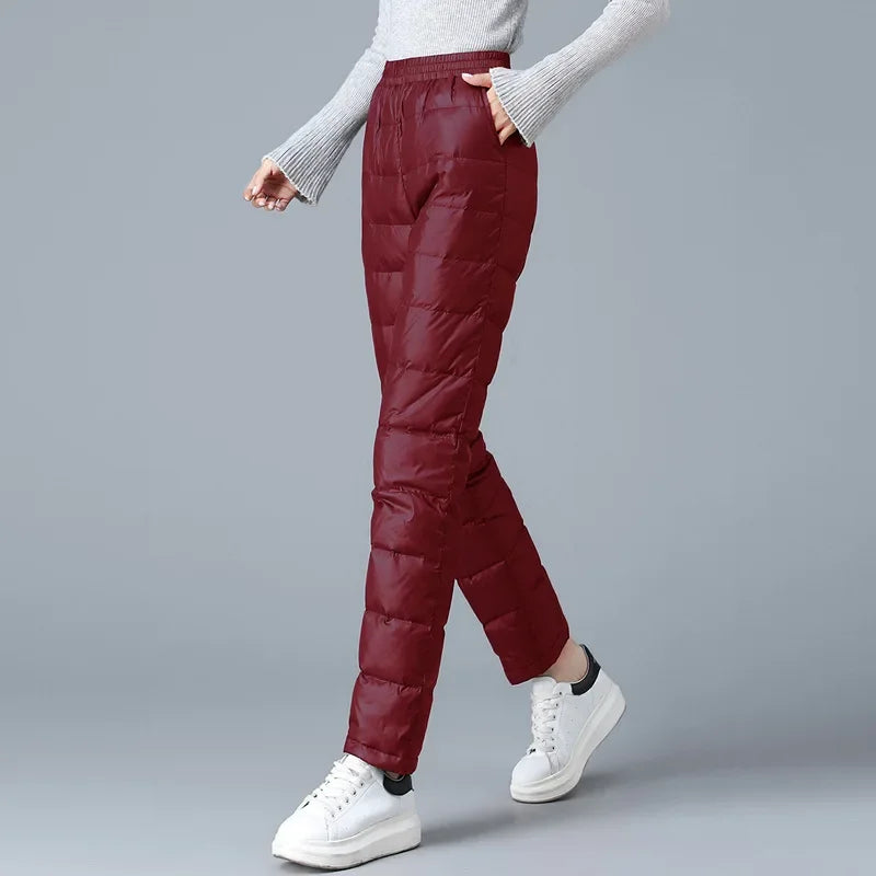 Winter New Style High-waisted Thickened Downcotton Wadded Trousers Women's Slimming Cotton Wadded Pants Windproof Warm Outerwear