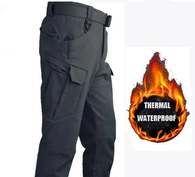 Men Winter Waterproof Climbing SkiingTrekking Fleece Fishing Tactical Sharkskin Cargo Pants Jackets Camping Hiking Trousers