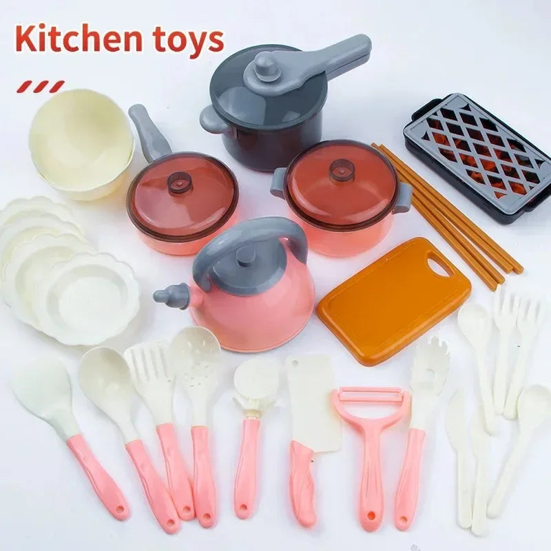 Kids Kitchen Toys Set 92/69/59 PCS Play Kitchen Accessories Kit with Play Pots Pretend Food Cooking Toy Toddler Girls Boy Gift