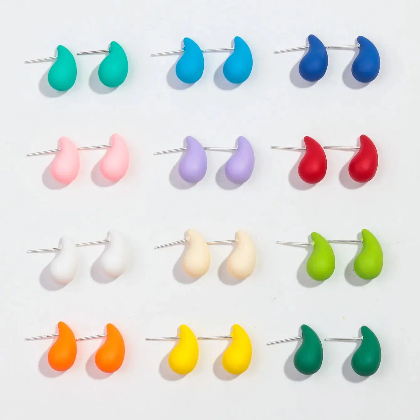 9Pairs/set Lovely Colorful Small Acrylic Waterdrop Earrings for Women Girls Water Star Square Round Earrings Trend Jewelry