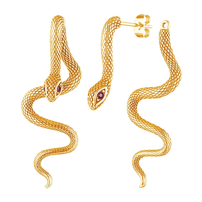 New Hip Hop Detachable Snake Earrings Halloween Dark Long Ear Studs 2025 Chinese Zodiac Ear Ornament