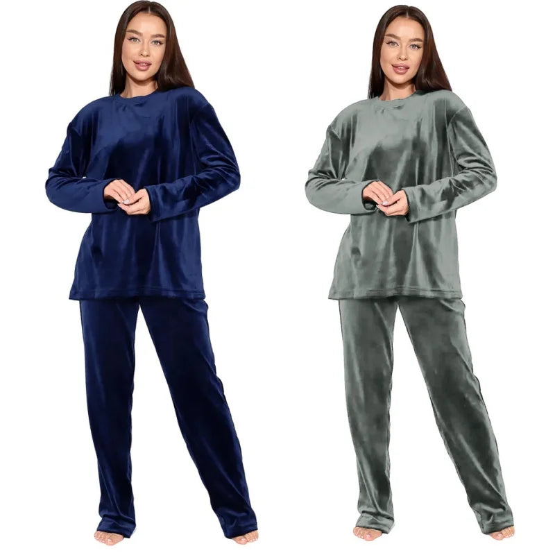 Women's Pajama Set Fall And Winter Gold Velvet Long-Sleeved Long Pants Large Size Home Wear Can Be Worn Outside Soft Comfortable