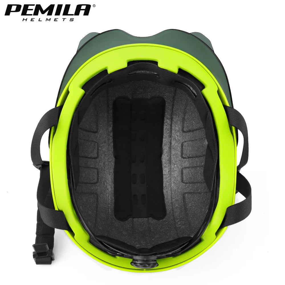 PEMILA New Full edge wrapping process Cycling Helmet With Goggles Lens Ear Protection Bicycle Helmet MTB Road E-Bike Bike Helmet