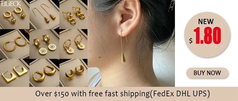 EILIECK 316L Stainless Steel Metal Hollow Hoop Huggie Earrings For Women High-quality Fashion Gold Color Ear Jewelry Accessories