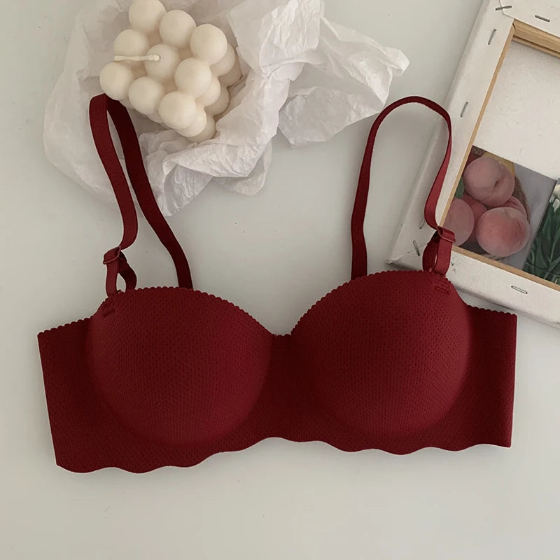 1Pc Seamless Underwear Sexy Gathered Bras Solid Color Lingerie Soft Comfortable Underwear Women's Intimates