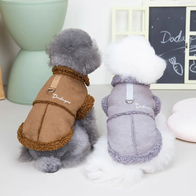 British Style Dog Jacket Winter Warm Dog Clothes Lamb Fleece Puppy Costume Chihuahua Coat for Small Dogs Pet Pug Yorkie Outfits