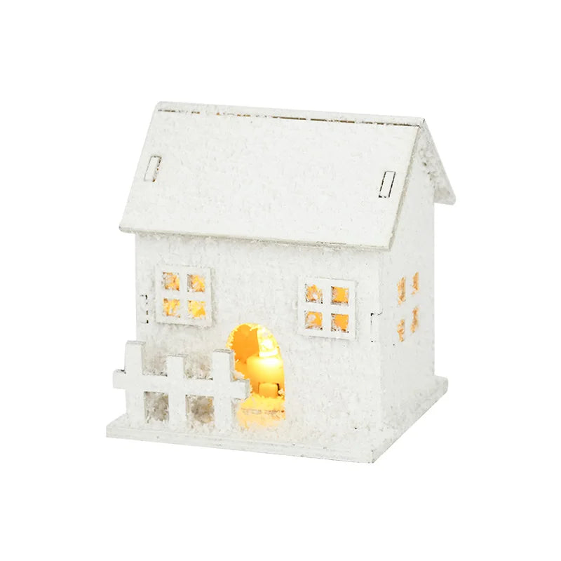 2024 Christmas Led Light Wooden House with Snowflake Luminous Cabin Christmas Decorations For Home Xmas Ornament New Year Gifts