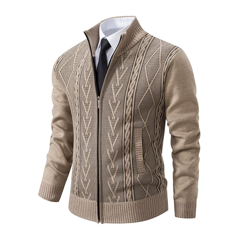 Thick Knit Jacket Men Autumn Winter Warm Stand Collar Knitted Cardigan Men's Smart Casual Sweater Coat Knitting Sweatercoat Man