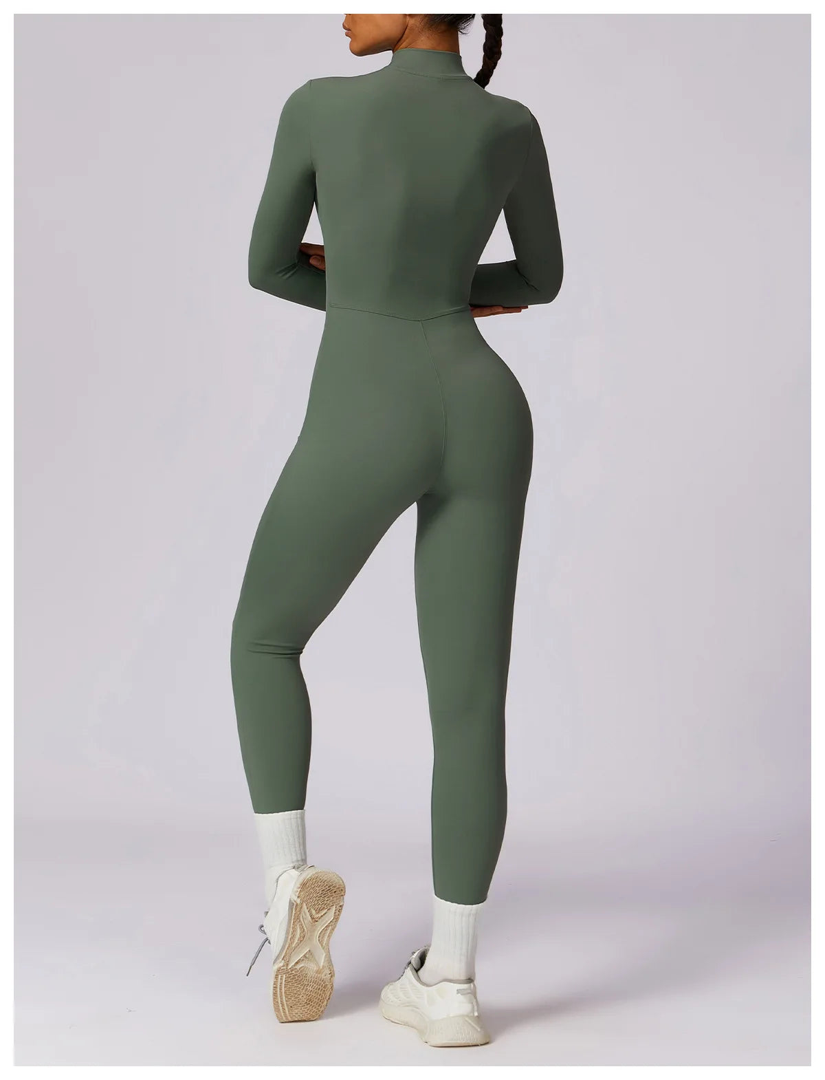 Yoga Jumpsuit Women Seamless Sports Zipper Jumpsuit Set Gym Long Sleeve Fitness Suit Elastic Gym Workout Bodysuit Athletic Wear