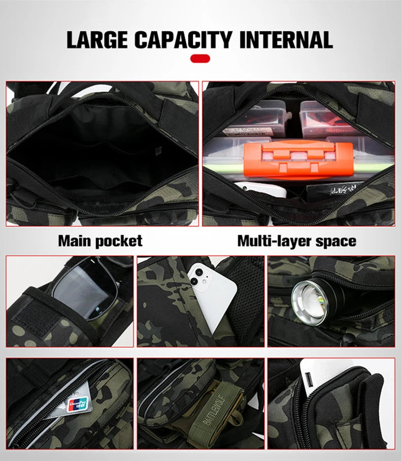 Fishing Tackle Backpack Lure Box Gear Storage Bag Fanny Pack for Men Fly Fishing Backpack with Rod Holder Sling Shoulder Bag