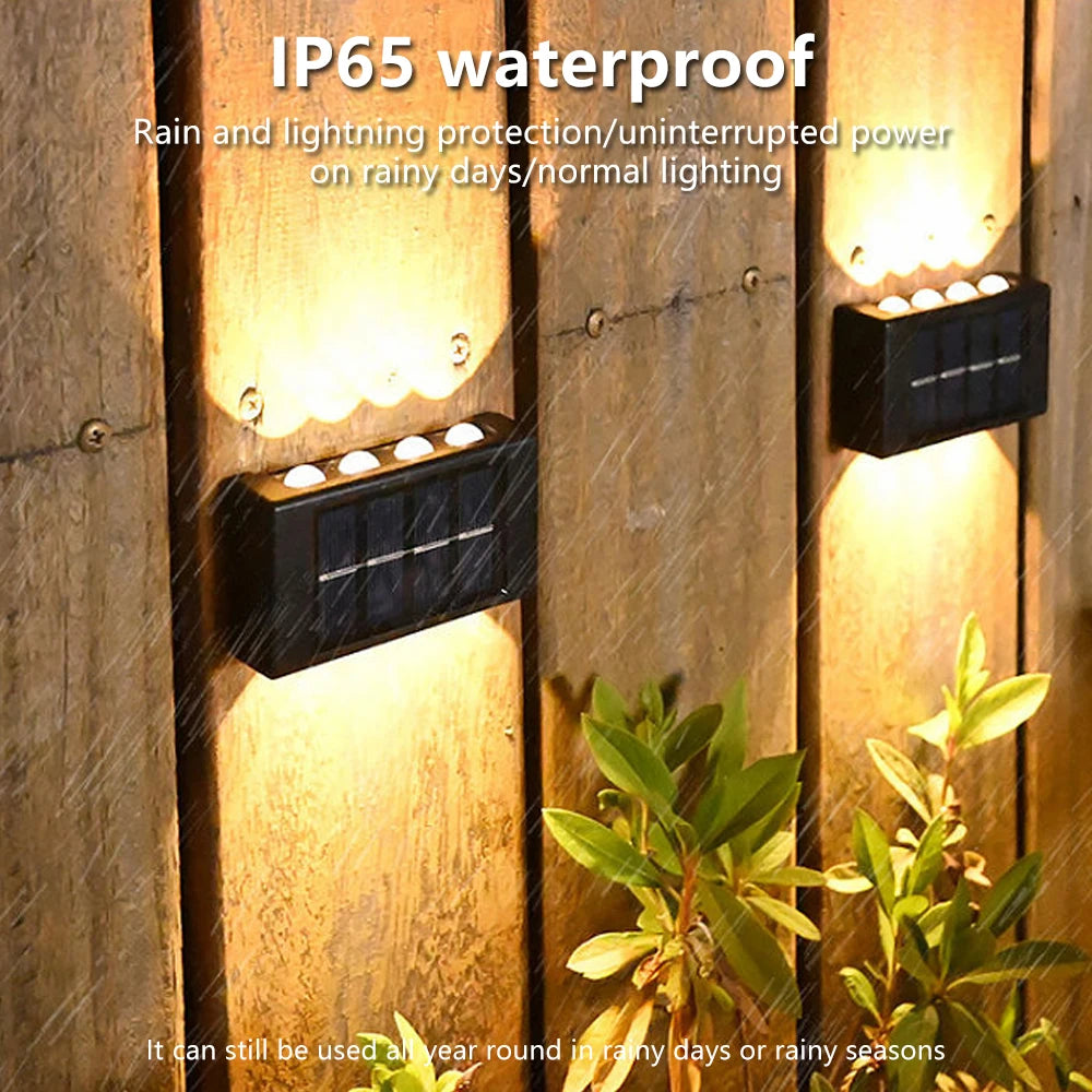 Christmas10/8/6/4LED Solar Wall Lamp Outdoor Waterproof Up and Down Luminous Lighting for Garden Fence Decoration Sunlight Light