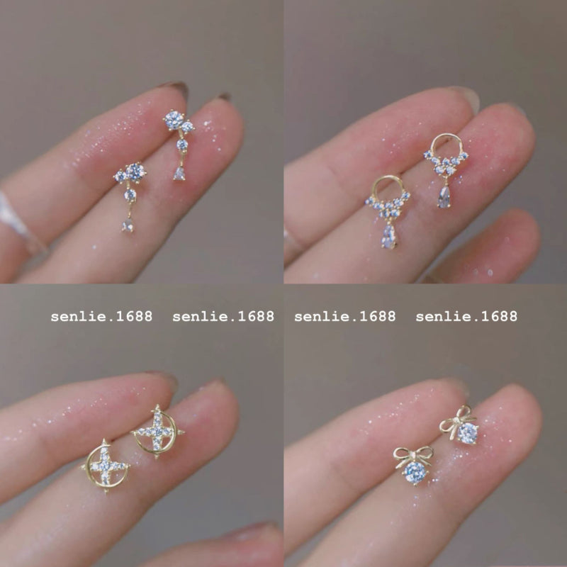 925 Silver Needle Zircon Earrings Hypoallergenic Fashion Ear Studs Female Pendant Tassel Pendant Earrings for Women Jewelry Gift