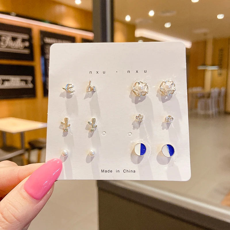 Simple Design Mini Cute Stud Earrings Set for Women Girl Exquisite Earrings Party Daily Wear Jewelry Gift Wholesale Direct Sales