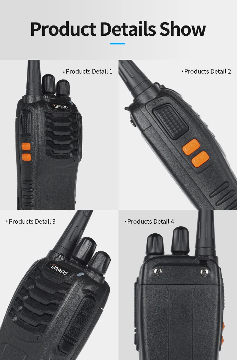 2 pcs UNIKOO Long Range Walkies Talkies Set FRS Two Way Ham Radios UHF Mini Walkie Talkie Set Transceive For Camping Hotel UK226