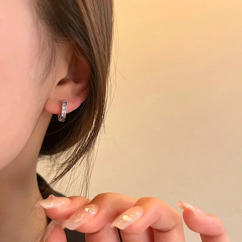 4Pcs/set Stainless Steel Aesthetic Zircon Crystal Hoop Earrings for Women Egirl New Y2K Cool Daily Wear Jewelry Accessories