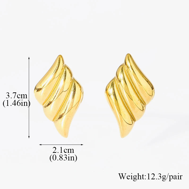 EILIECK 316L Stainless Steel Waterproof Gold Color Stud Earrings For Women Girl Fashion New Gift Ear Buckle Jewelry Bijoux