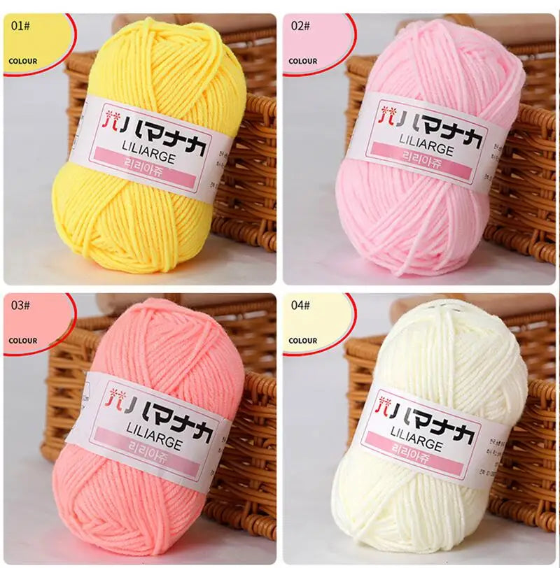 25G Baby Milk Sweet Soft Cotton Knitting Wool Yarn Thick Fiber Yarn Velvet Yarn Hand Knitting Wool Crochet Yarn for DIY Sweate