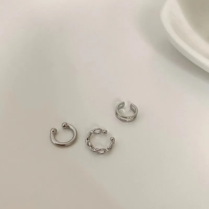 3-pcs Set Korean Punk Ear Clip Earrings For Women Jewelry 2023 Trending Without Hole Fake Piercing Earrings Clips Ear Cuffs JN9