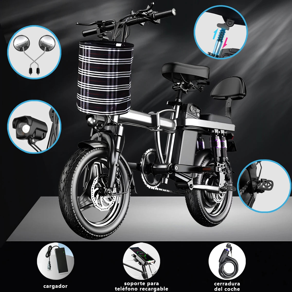 14”Adult Electric Bike Folding Electric Bicycle 450w Peak Motor E Bikes 60km Electrical Bicycles Road E-bike Mexico Shipping