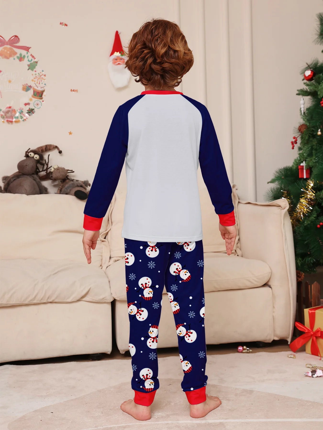 New Year's 2024 New Sleepwear for Sleeping White Snowman Parent Child Christmas Pajamas Cartoon Family Pajamas for Couples