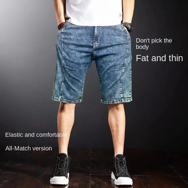 New Korean Fashion Men's Summer Casual Knee Length Cowboy Luxury Grey Solid Breathable Designer Short Jeans Men's Denim Shorts