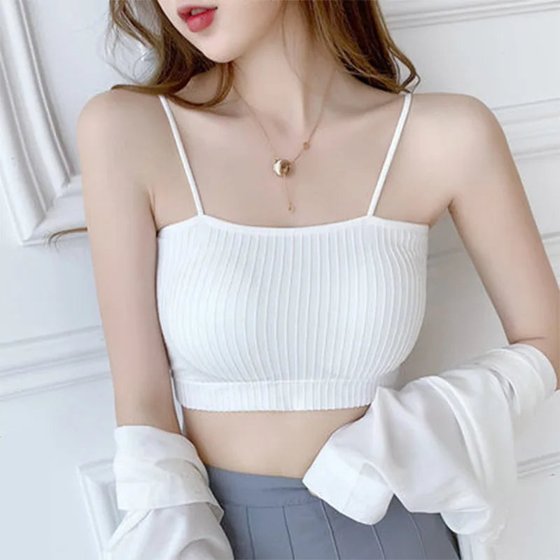 2023 New Women Fashion Sexy Bras Crop Top Ladies Bralette Summer Seamless Sling Female Tube Top Soft Tanks