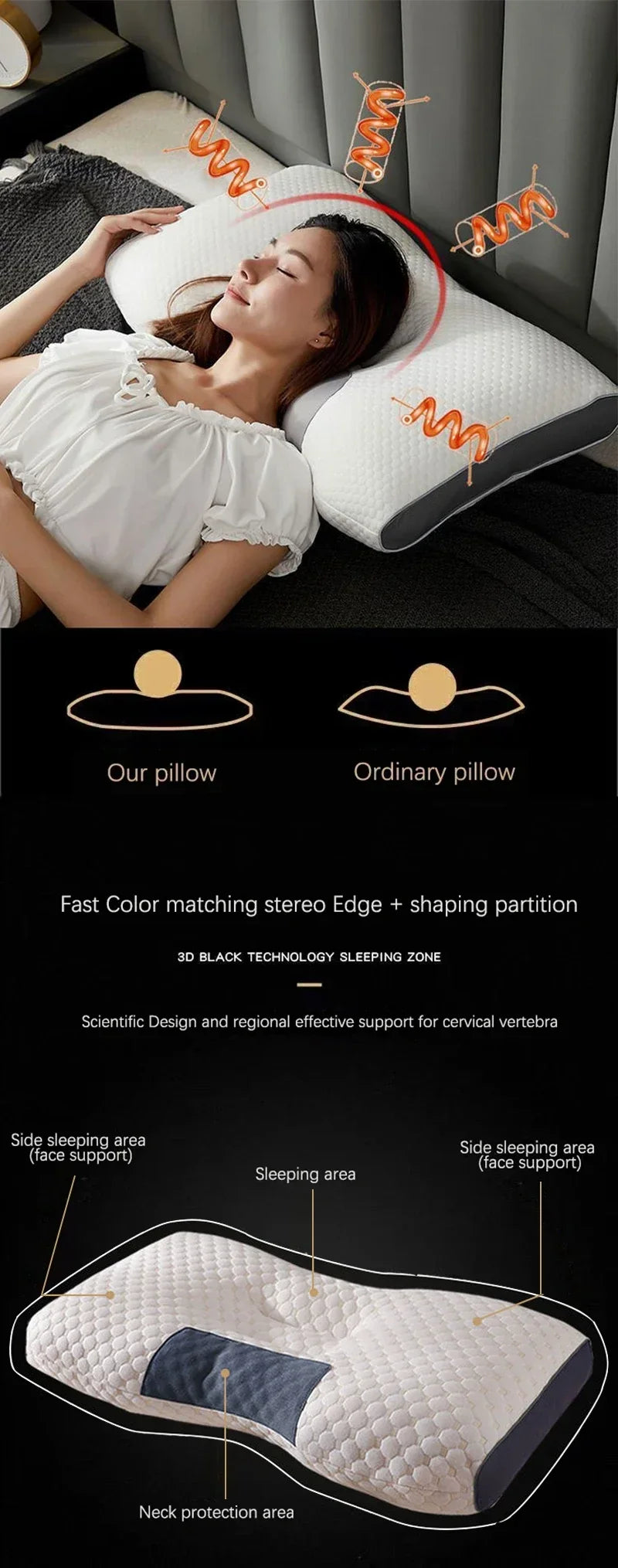 Spa Massage Pillow Washable Non-Collapse Cervical Support Pillow Core Home Pin Gift Pillow