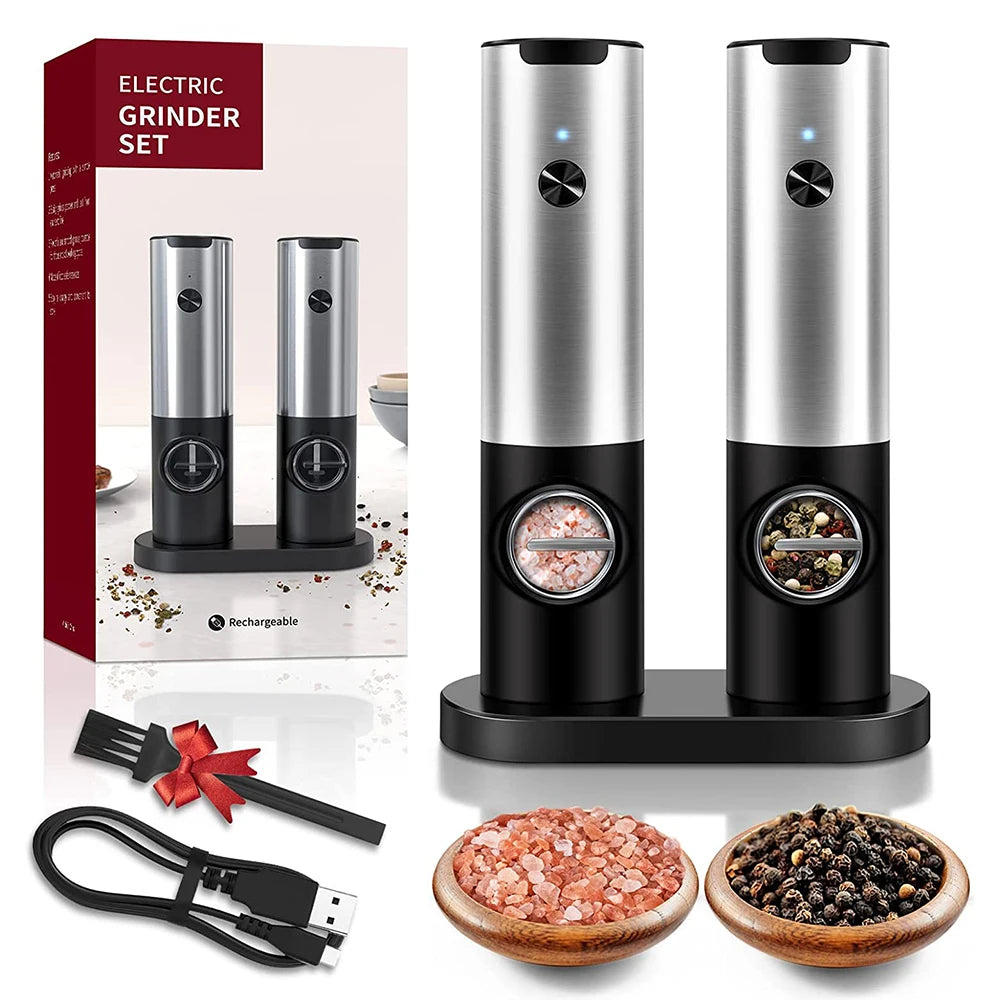 USB Rechargeable Electric Salt Pepper Grinder With Adjustable Roughness Freshly Ground Pepper Pepper Powder Grinder kitchen Tool